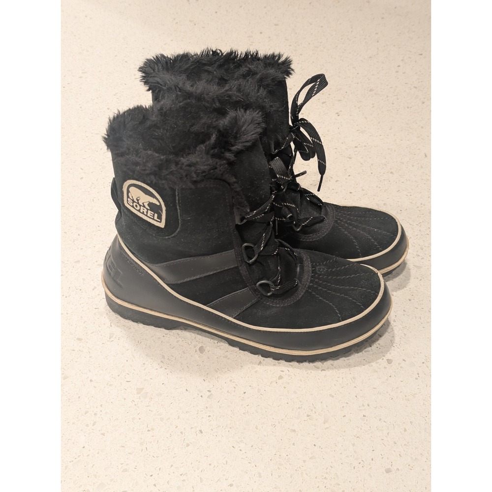 Sorel Tivoli II Women's Black Suede Winter Waterproof Snow Boots Size 10
